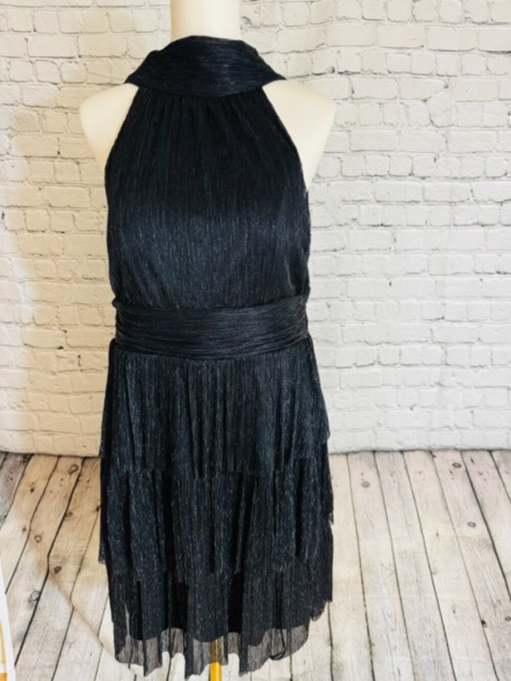 NWT‎ Lilly Pulitzer Wyn Dress Noir Metallic Black Tiered Cocktail Size 12
